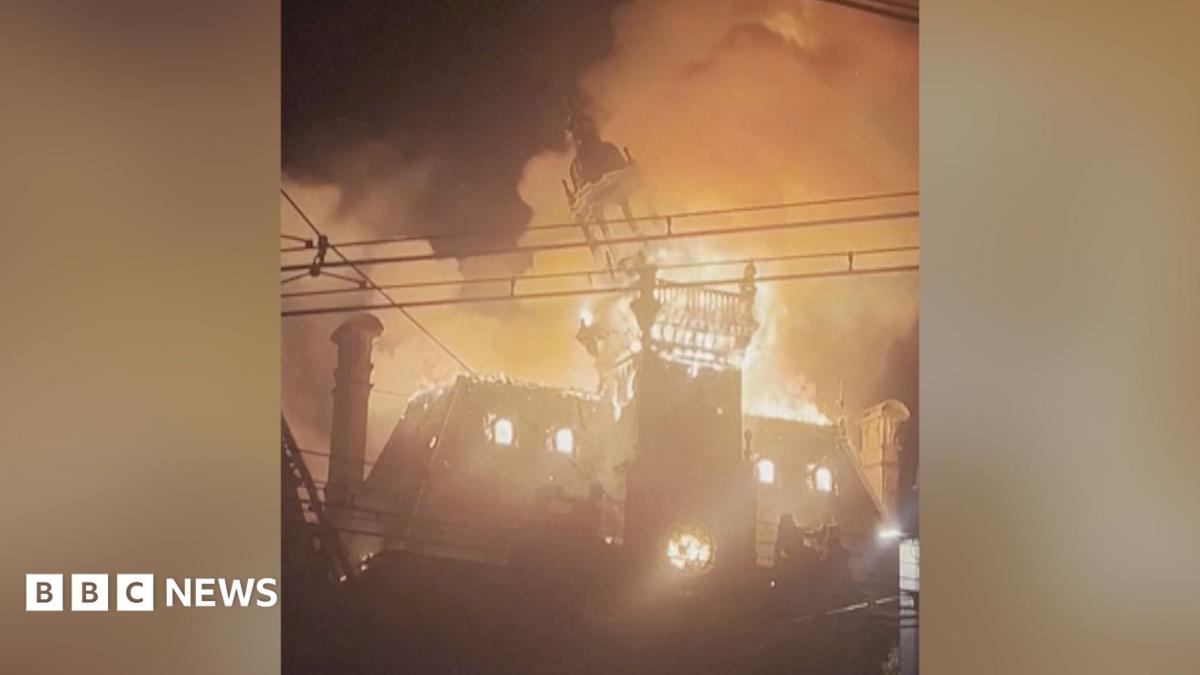Clock Tower Spire Collapses in Flames at French Town Hall in Limoges